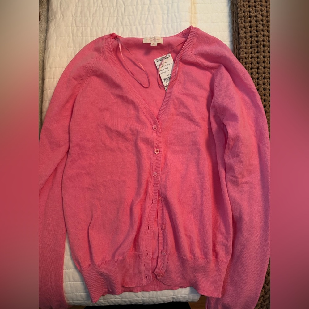 Pink Women's Button Up Sweater